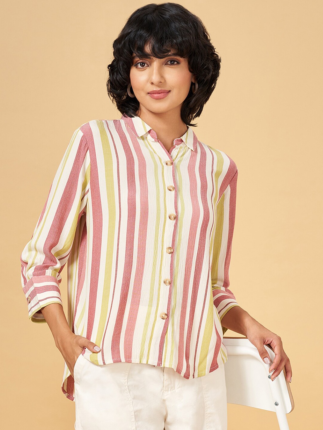 

Honey by Pantaloons Striped Casual Shirt, Rust