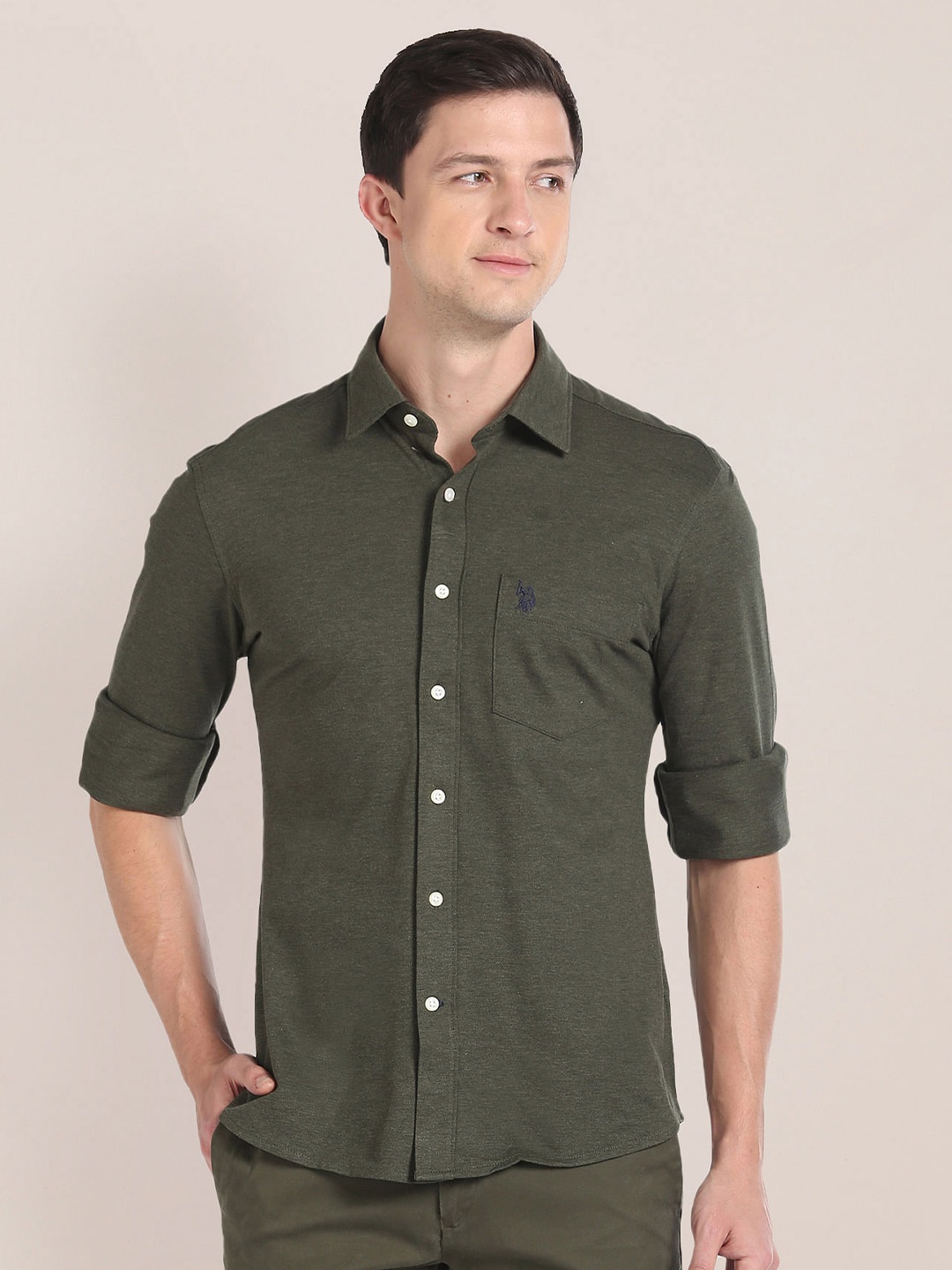 

U.S. Polo Assn. Pure Cotton Casual Shirt, Olive