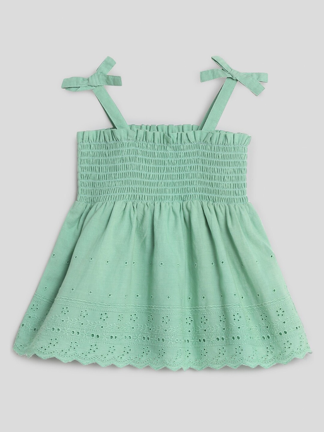 

Somersault Girls Shoulder Straps Fit & Flare Cotton Dress, Green