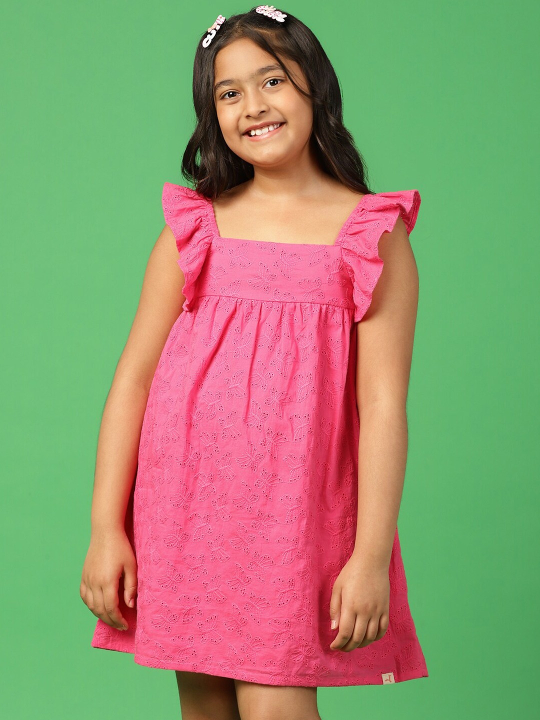 

Somersault Girls Flutter Sleeve A-Line Dress, Pink