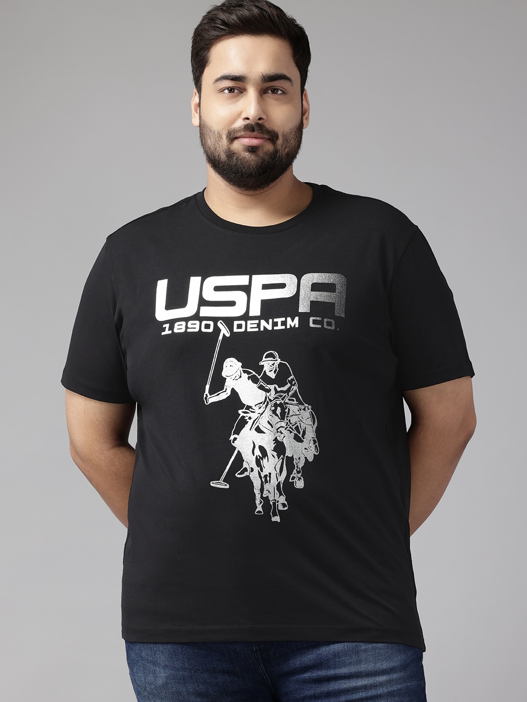 

U.S. Polo Assn. Denim Co. Plus Size Brand Logo Printed Slim Fit T-shirt, Black