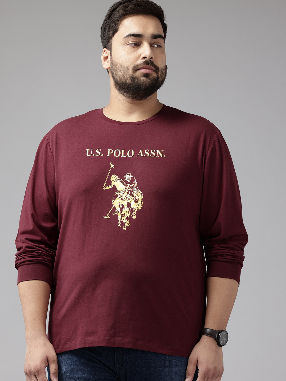 

U.S. Polo Assn. Denim Co. Plus Size Brand Logo Printed Slim Fit T-shirt, Maroon