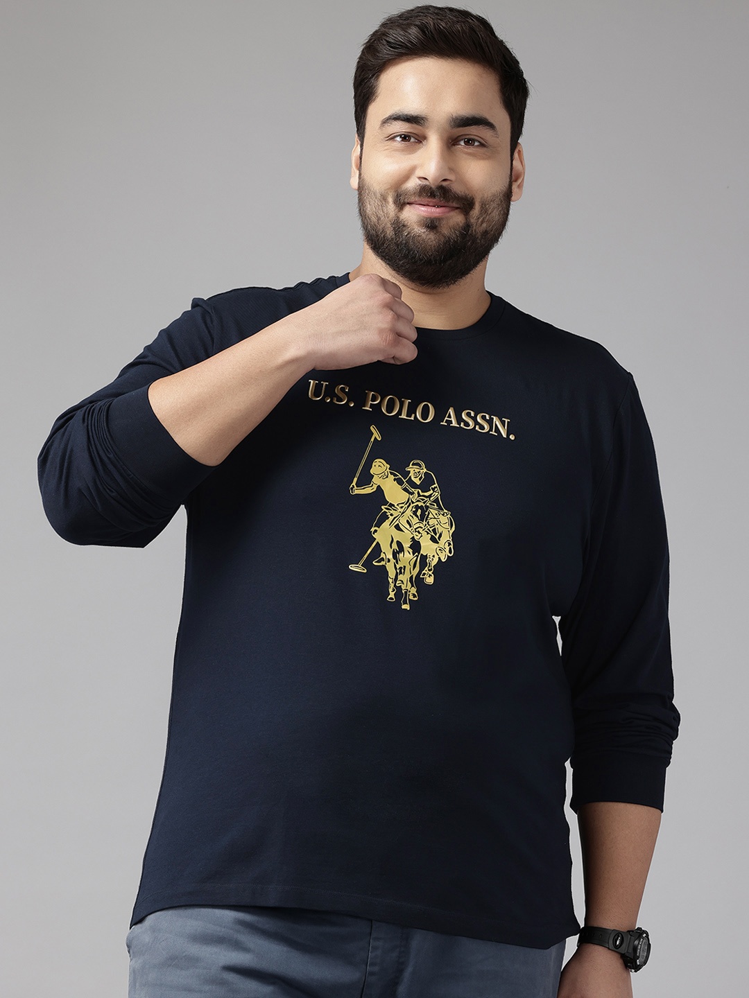 

U.S. Polo Assn. Denim Co. Plus Size Brand Logo Printed Slim Fit T-shirt, Navy blue