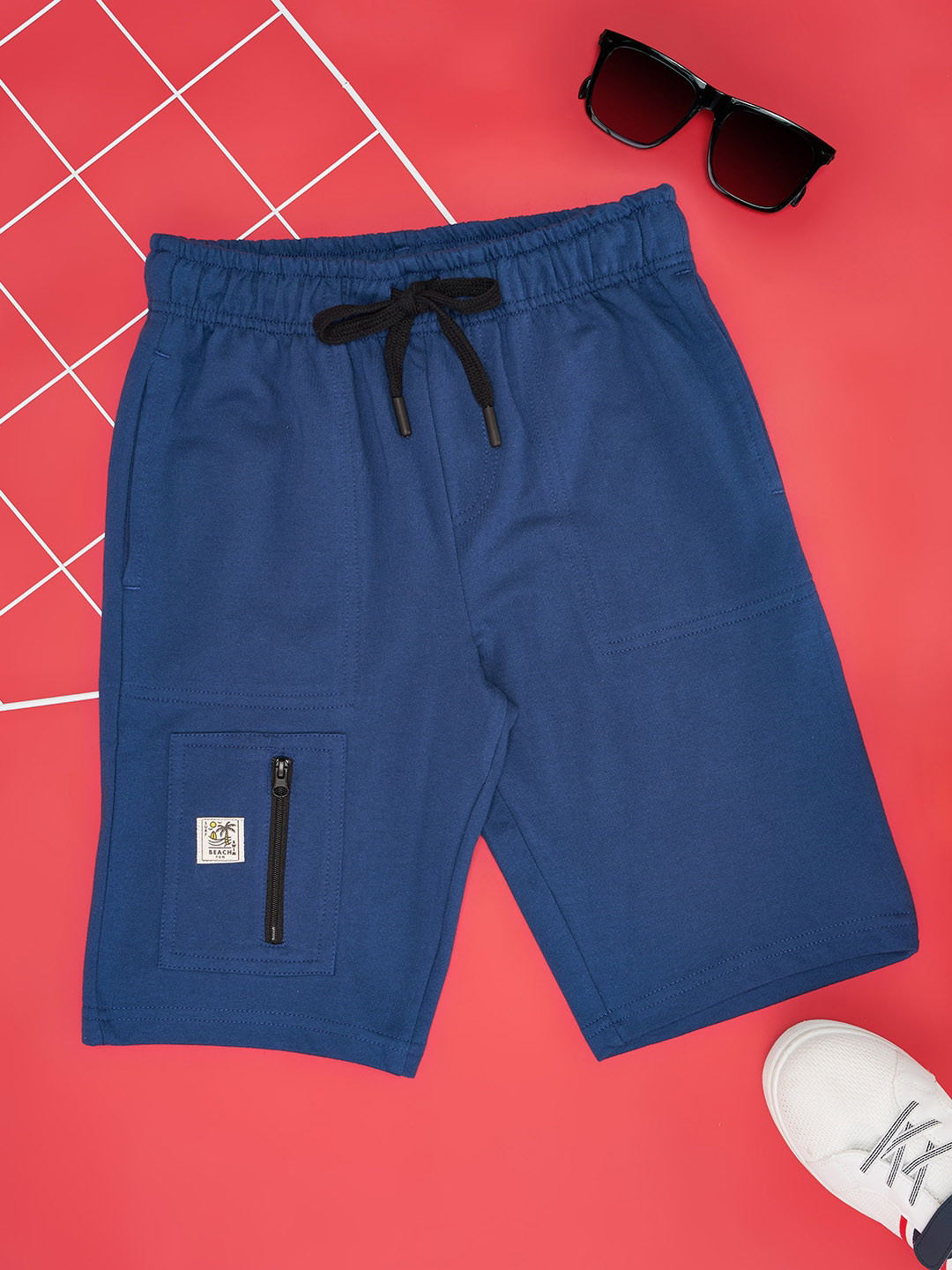

Pantaloons Junior Boys Mid-Rise Pure Cotton Shorts, Blue