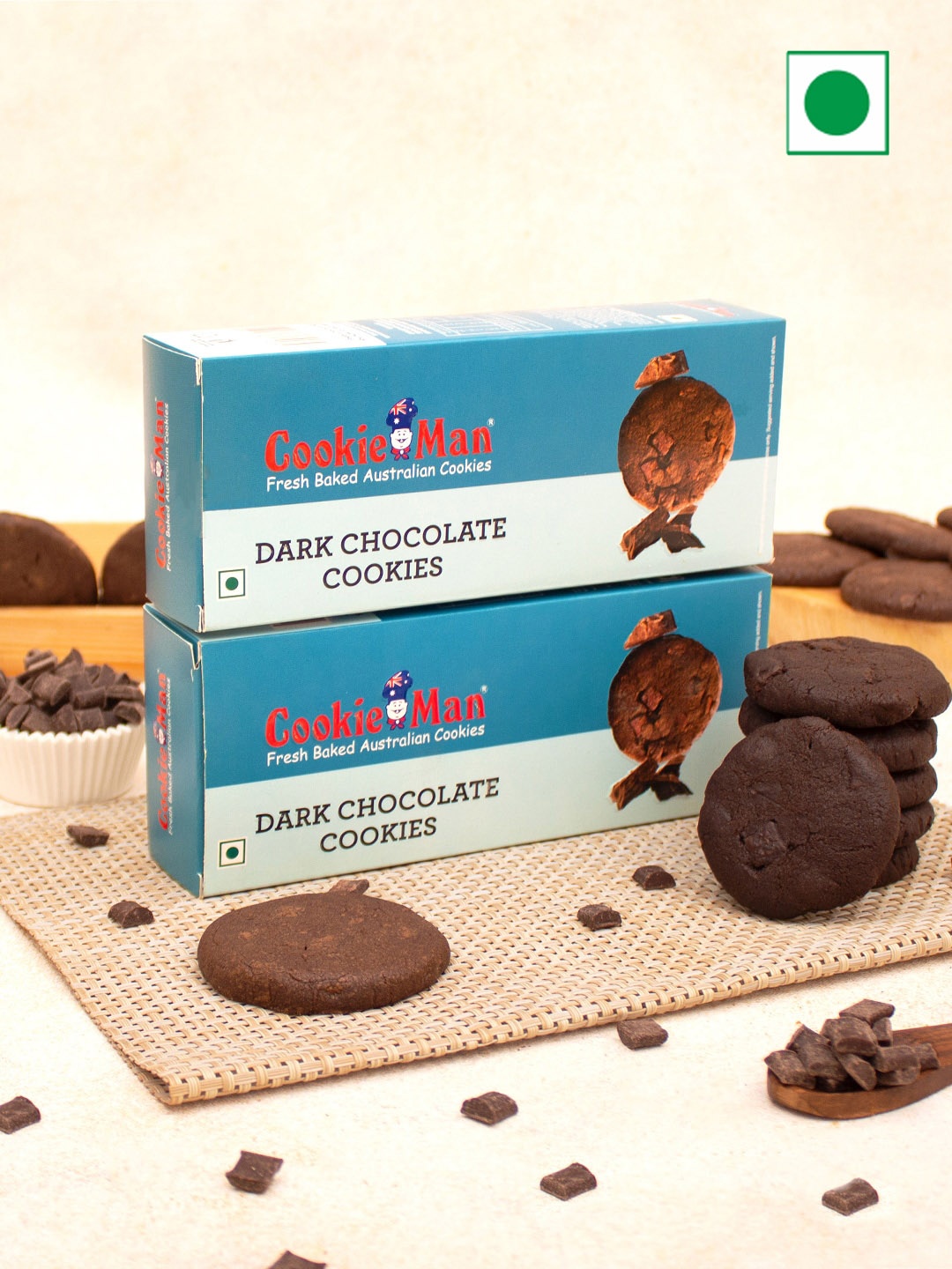 

Cookieman Pack Of 2 Dark Chocolate Cookies-120 Gms Each, Brown