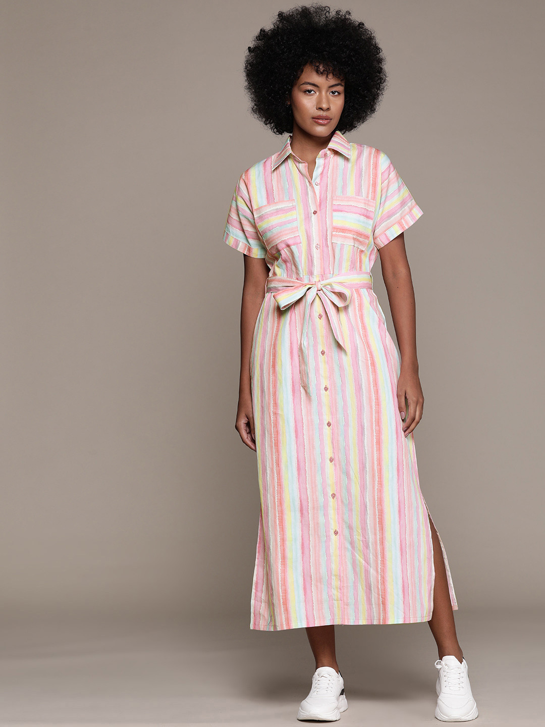 

Roadster Striped Shirt Midi Dress, Multi