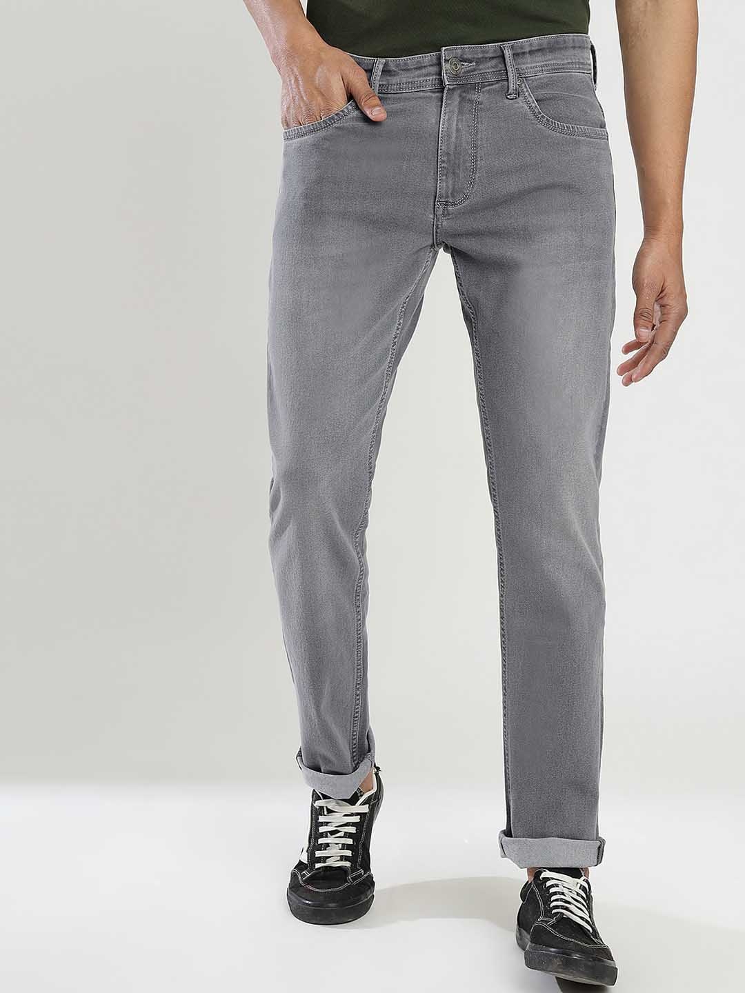 

Greenfibre Men Slim Fit Heavy Fade Stretchable Jeans, Grey