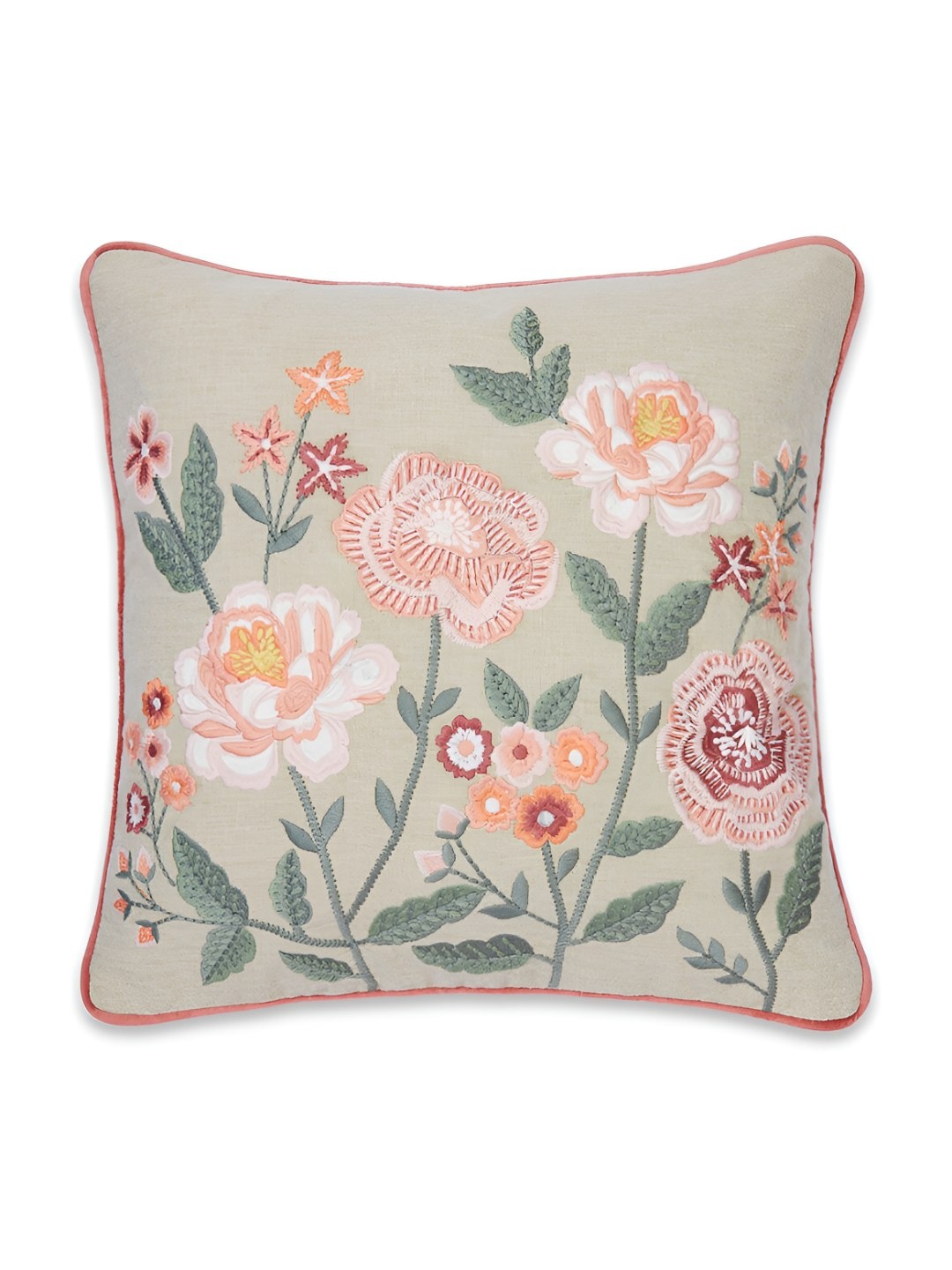 

haus & kinder Beige & Peach-Coloured Floral Square Cushion Covers