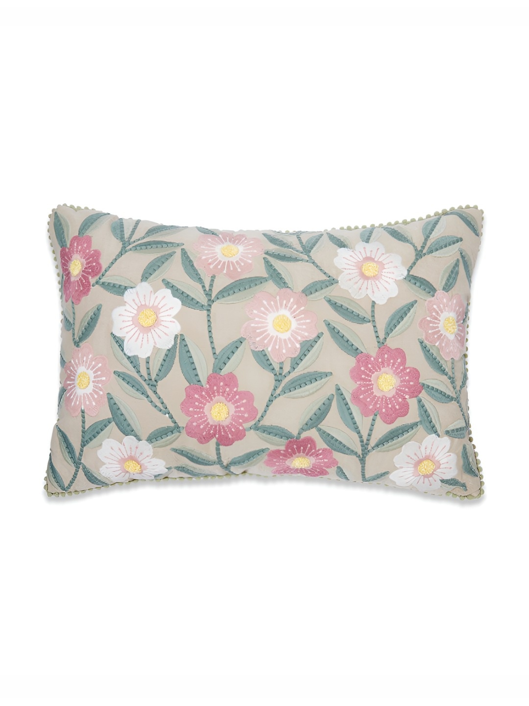 

haus & kinder White Pink Floral Rectangle Cushion Covers