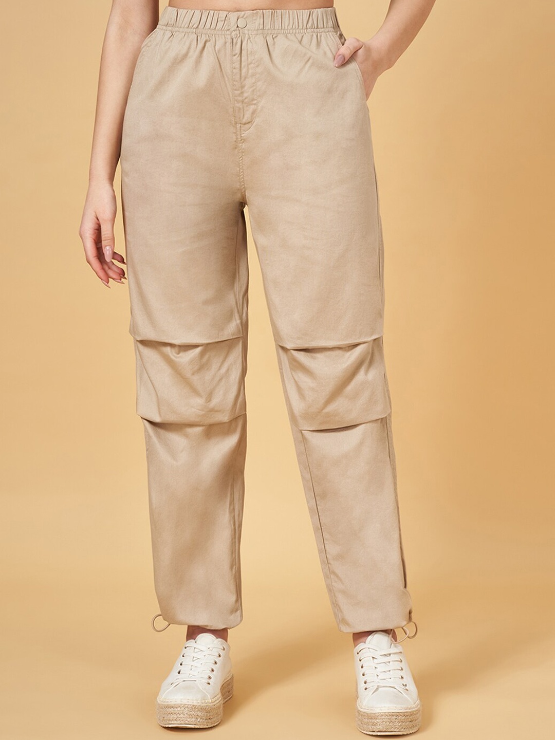 

People Women Cotton Joggers, Beige