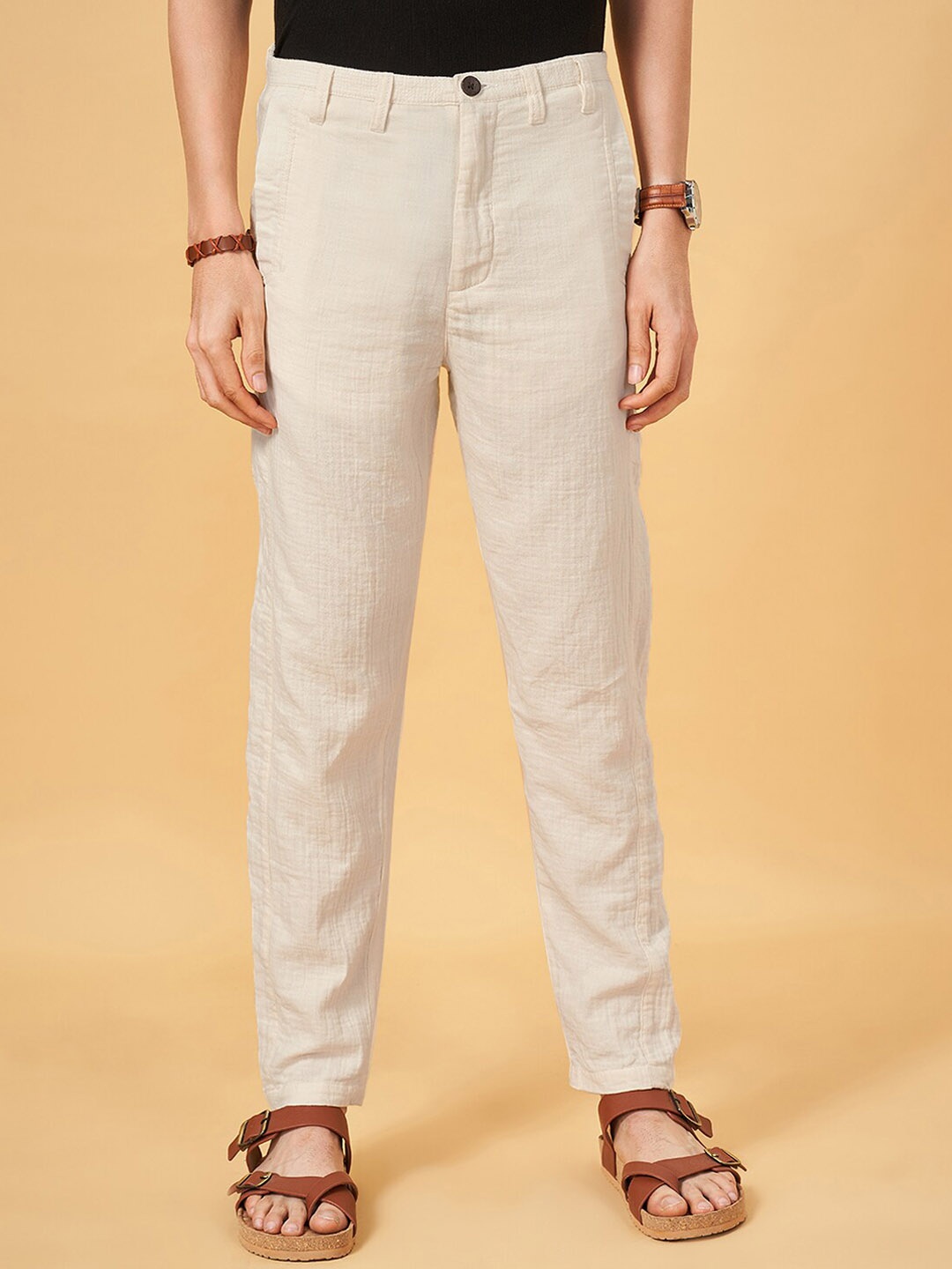 

7 Alt by Pantaloons Pleated Trousers, Khaki