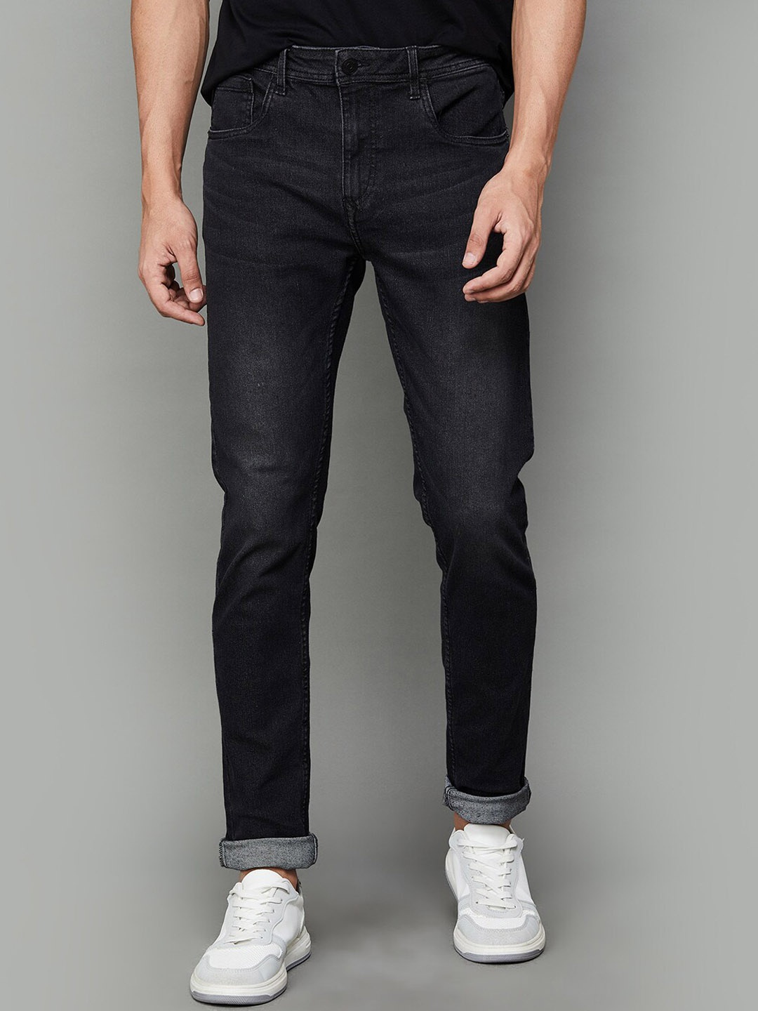 

Fame Forever by Lifestyle Men Tapered Fit Mid-Rise Clean Look Cotton Jeans, Black
