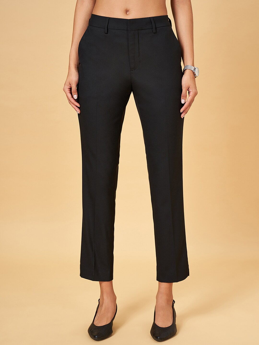 

Annabelle by Pantaloons Women Tapered Fit Formal Trousers, Black