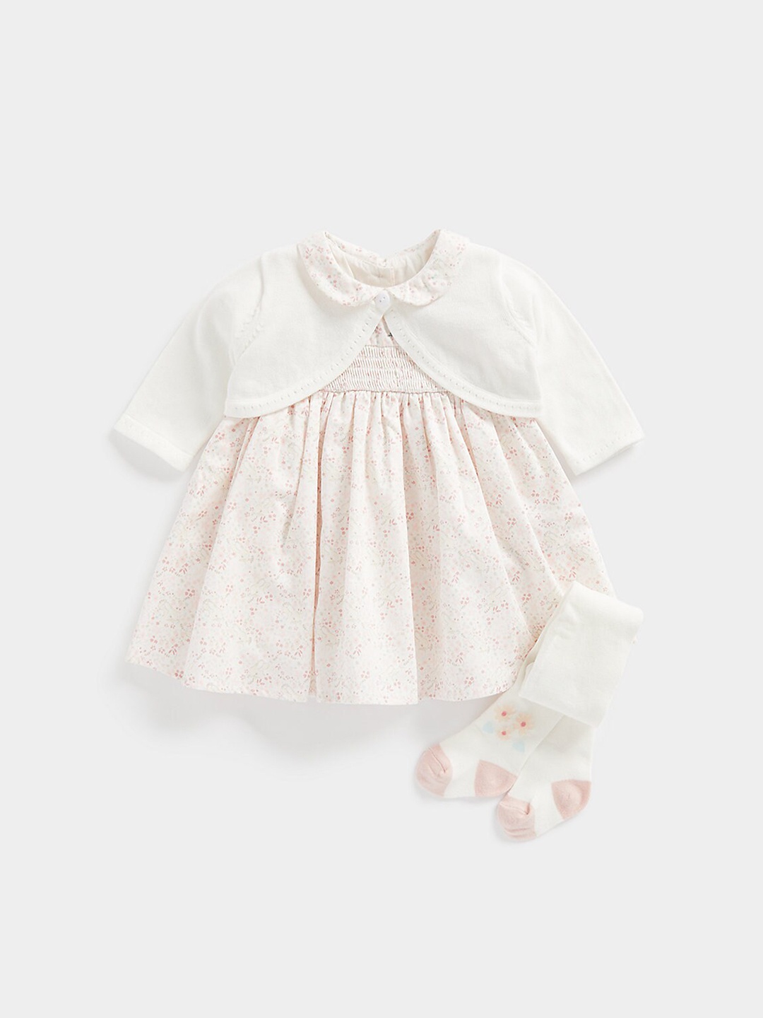 

mothercare Girls Floral Printed Dress Set, White