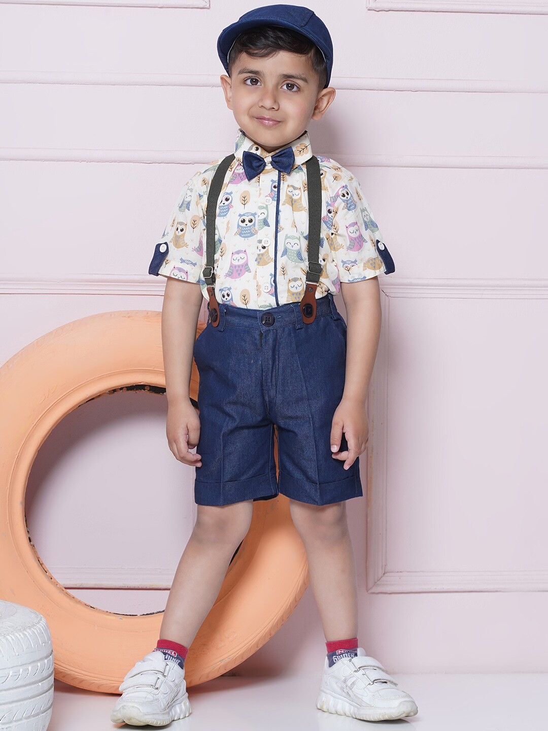 

Aj DEZInES Boys Printed Pure Cotton Shirt with Shorts, Blue