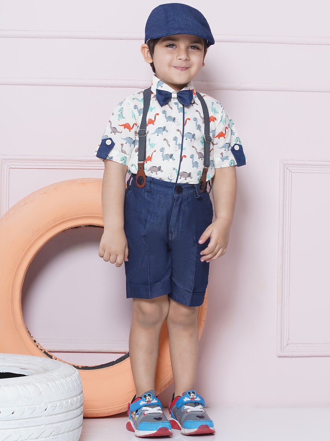 

Aj DEZInES Boys Printed Pure Cotton Shirt with Shorts, Orange