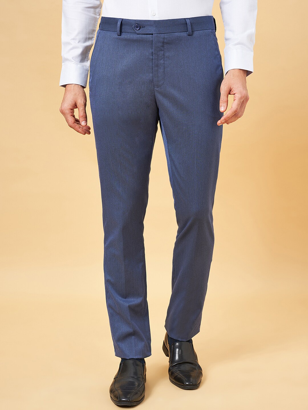 

Peregrine by Pantaloons Men Slim Fit Low-Rise Trousers, Navy blue