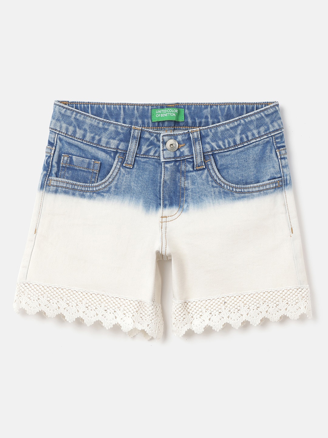 

United Colors of Benetton Girls Washed Denim Shorts, Blue