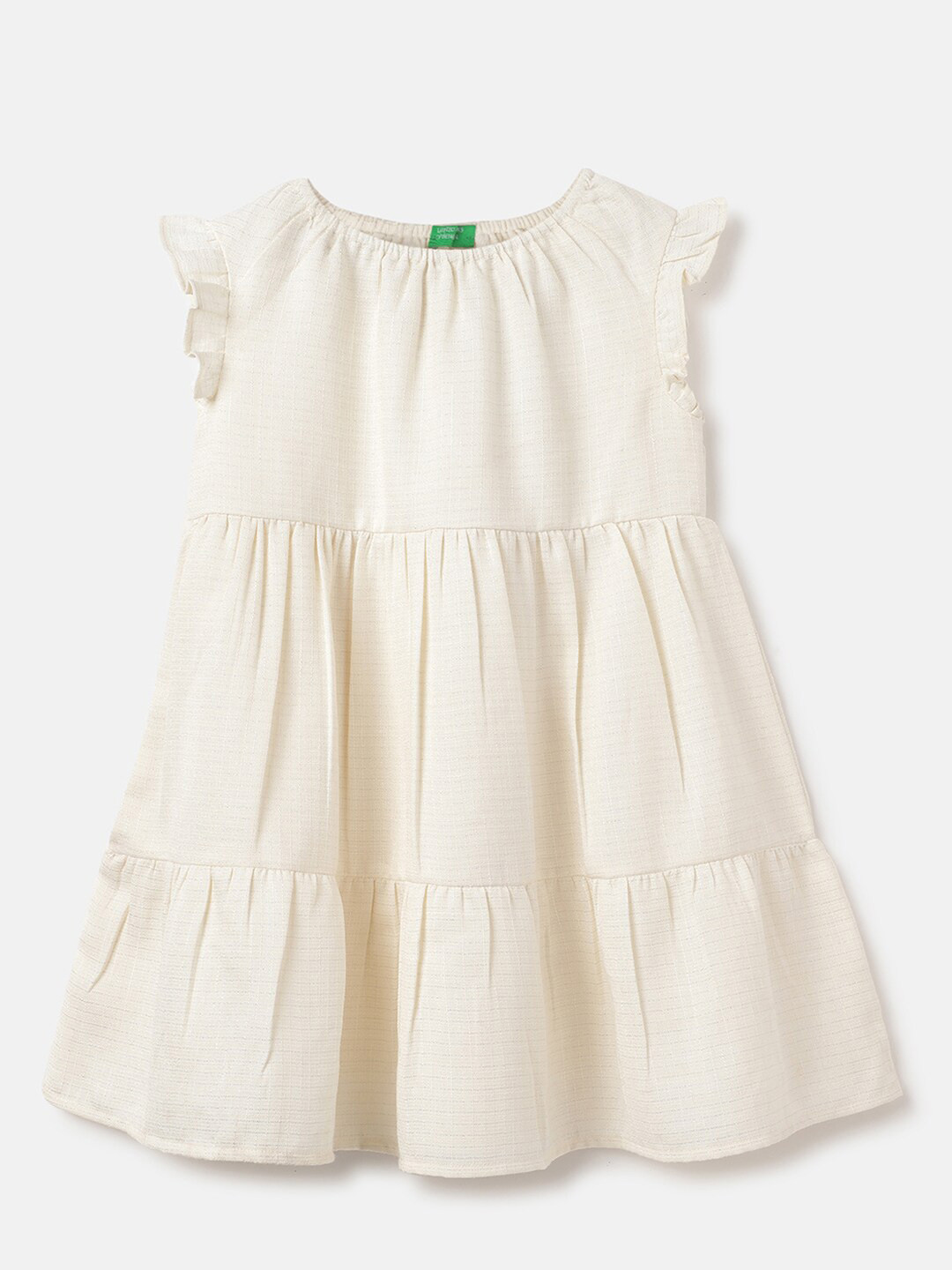 

United Colors of Benetton Short Sleeves Round Neck Peplum Dress, White