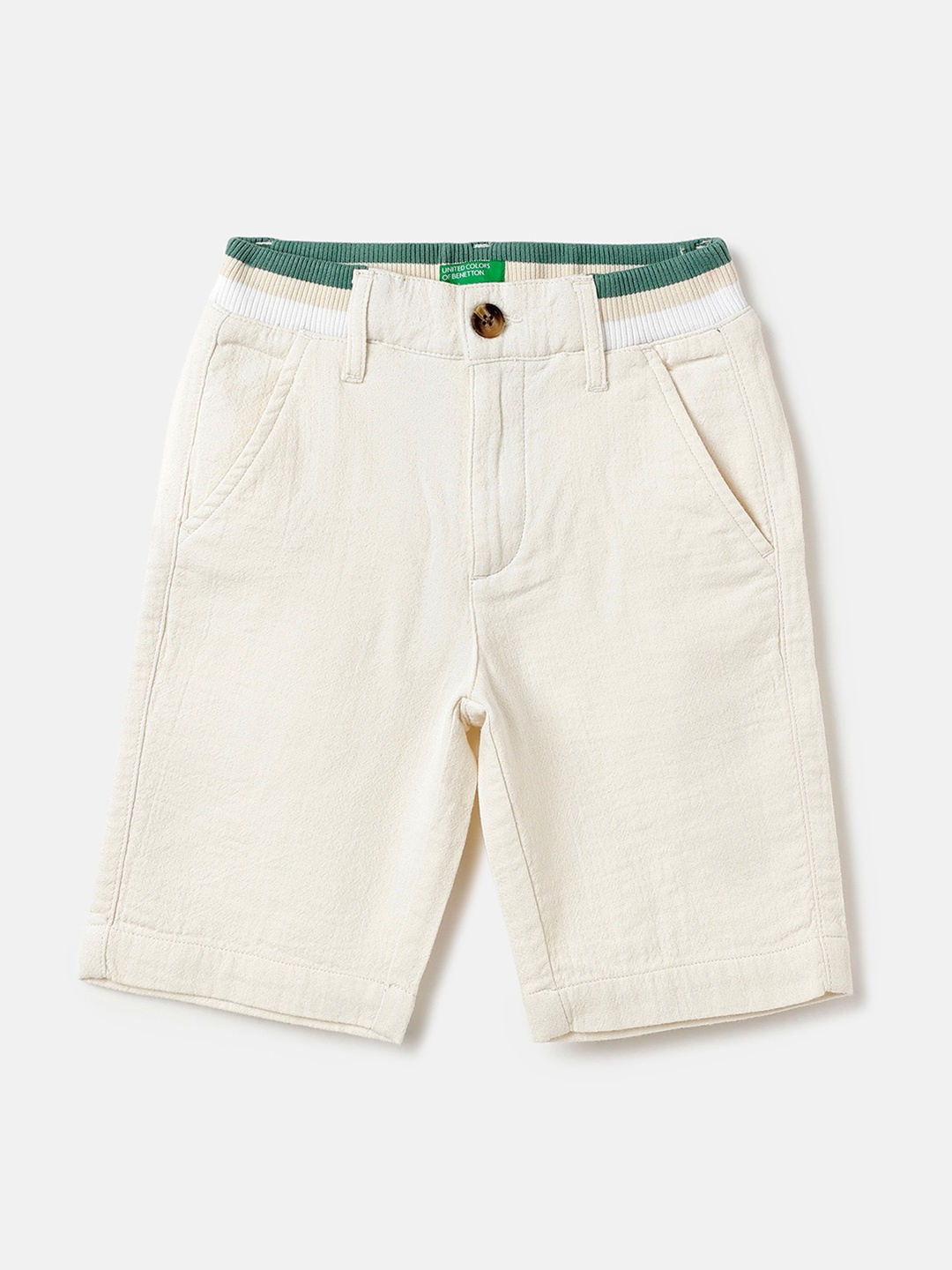 

United Colors of Benetton Boys Mid Rise Pure Cotton Shorts, Beige