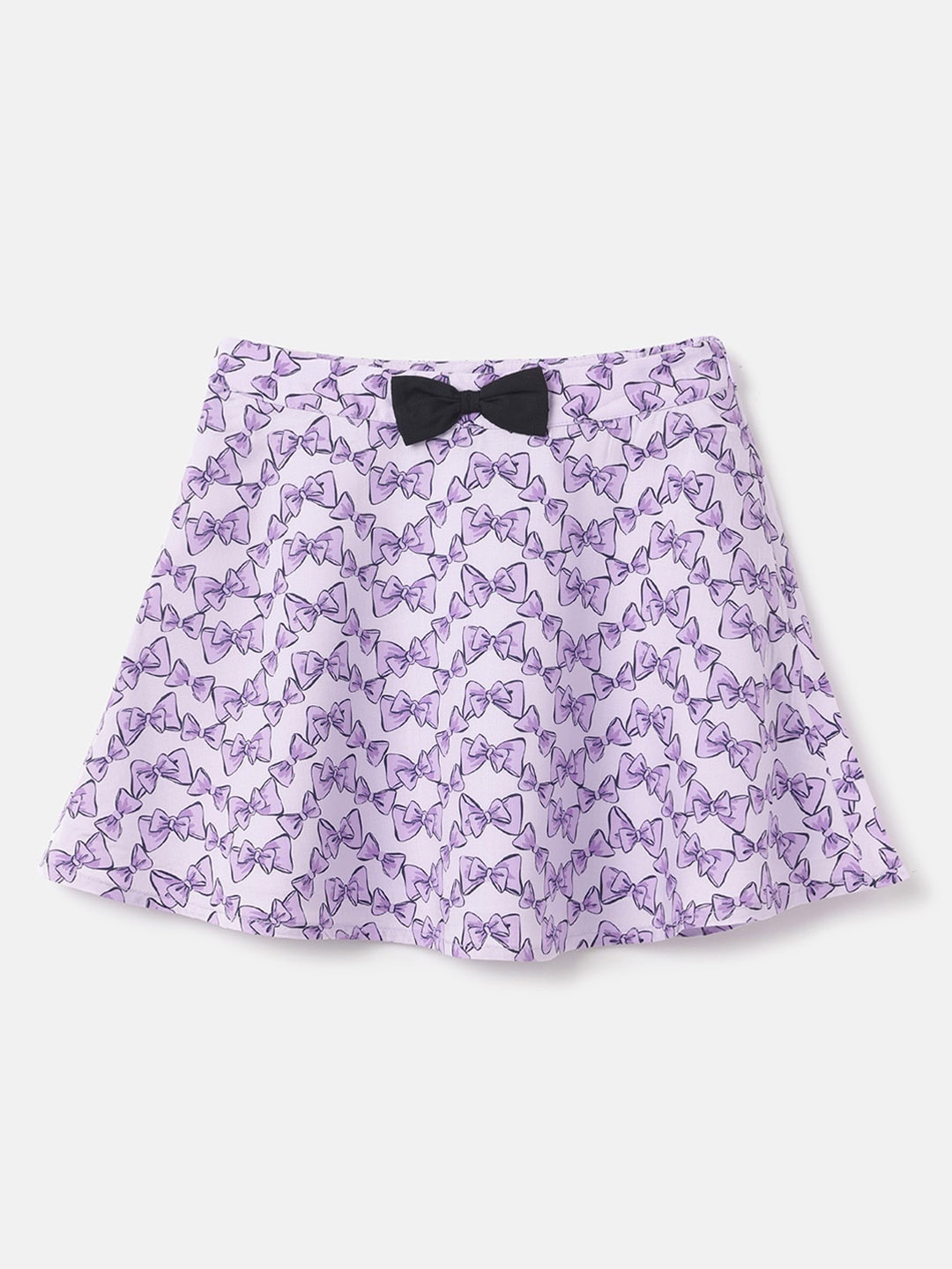 

United Colors of Benetton Girls Abstract Printed Knee Length A-Line Skirt, Purple