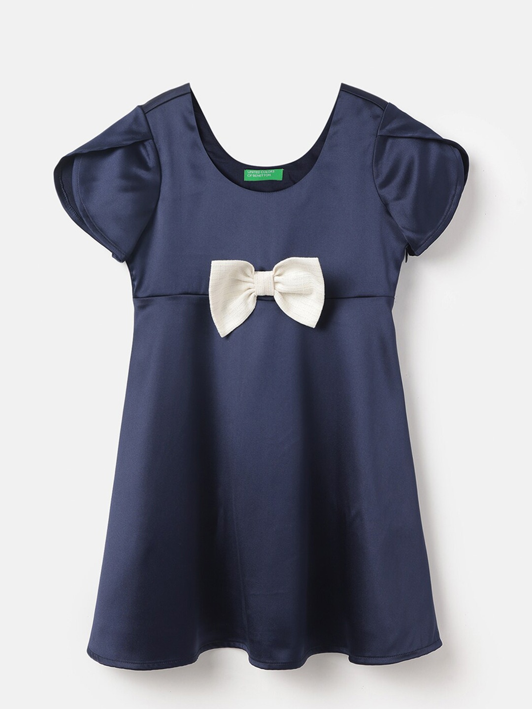 

United Colors of Benetton Girls Bow A-Line Dress, Blue