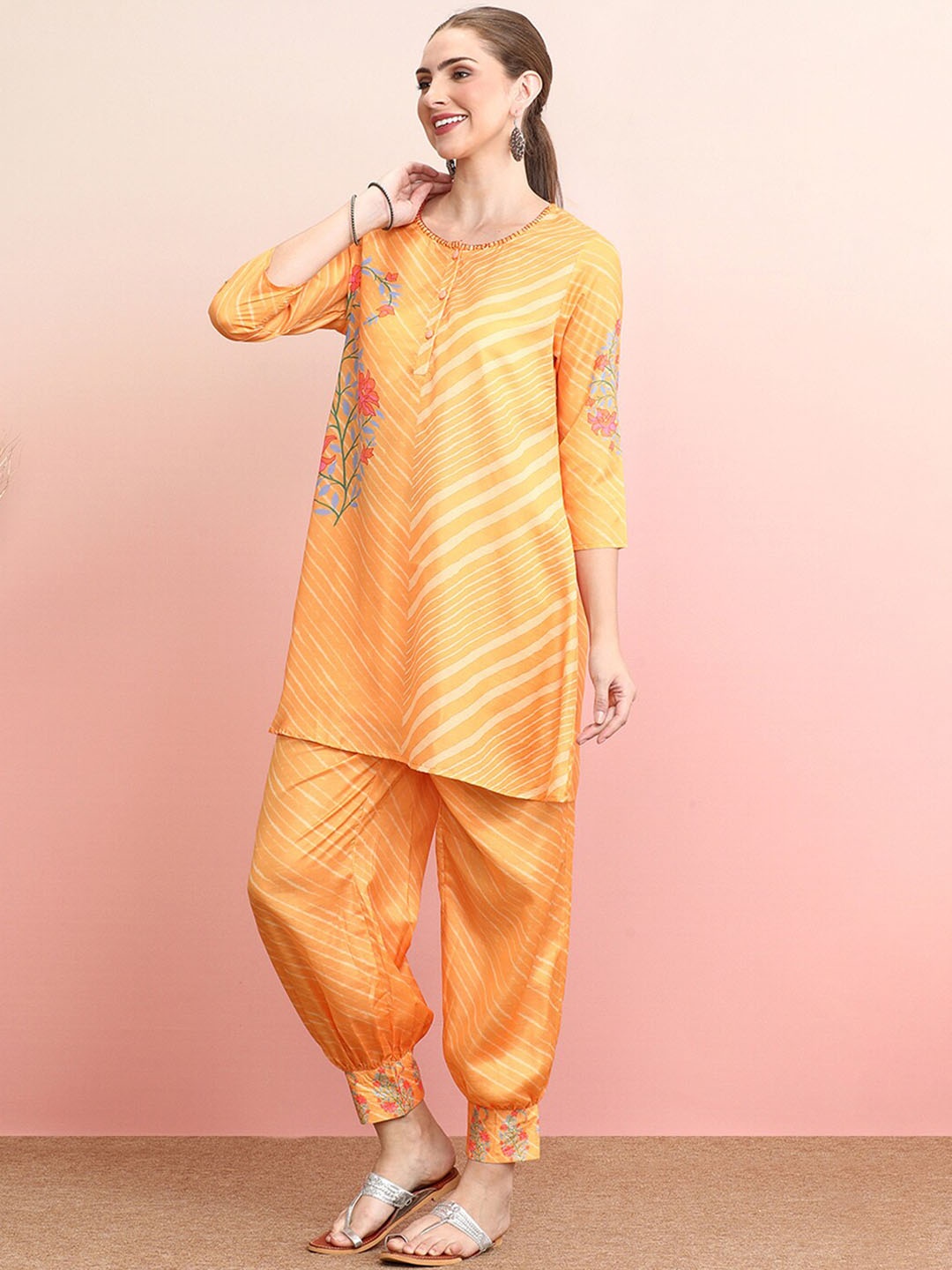 

Indo Era Printed Top and Trousers Co-Ords, Yellow