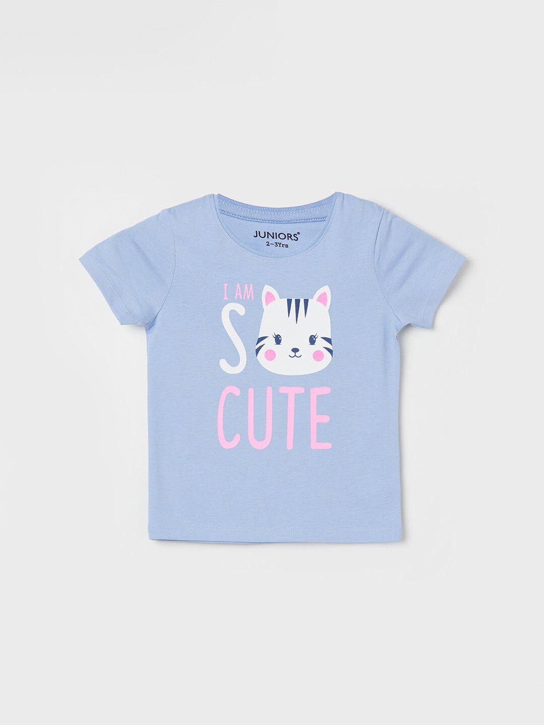 

Juniors by Lifestyle Girls Typography Printed Round Neck Cotton T-shirt, Blue