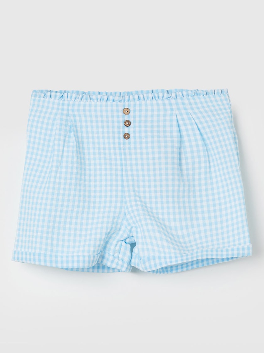 

Juniors by Lifestyle Girls Mid-Rise Checked Cotton Shorts, Blue