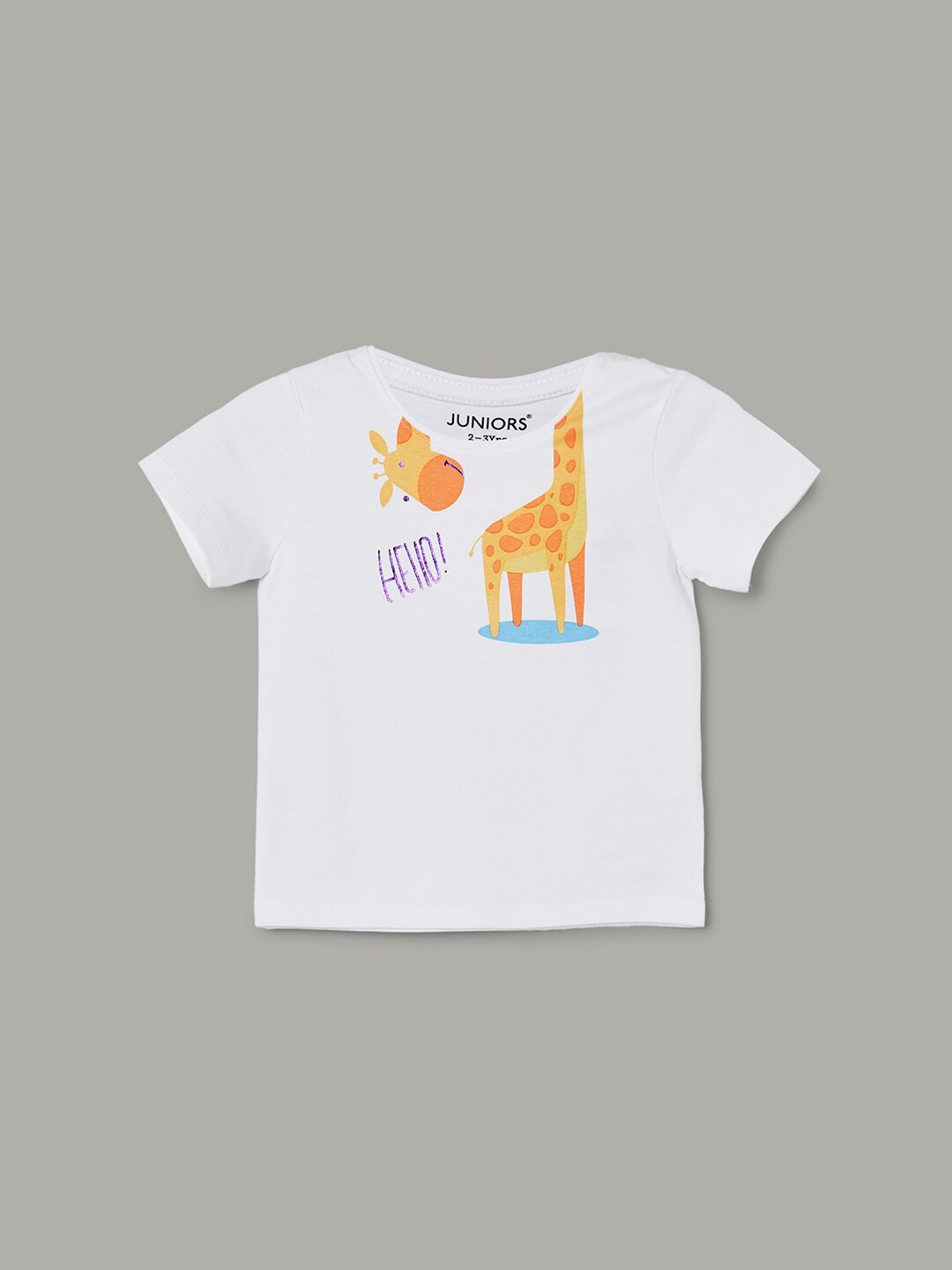 

Juniors by Lifestyle Girls Graphic Printed Round Neck Cotton T-shirt, White