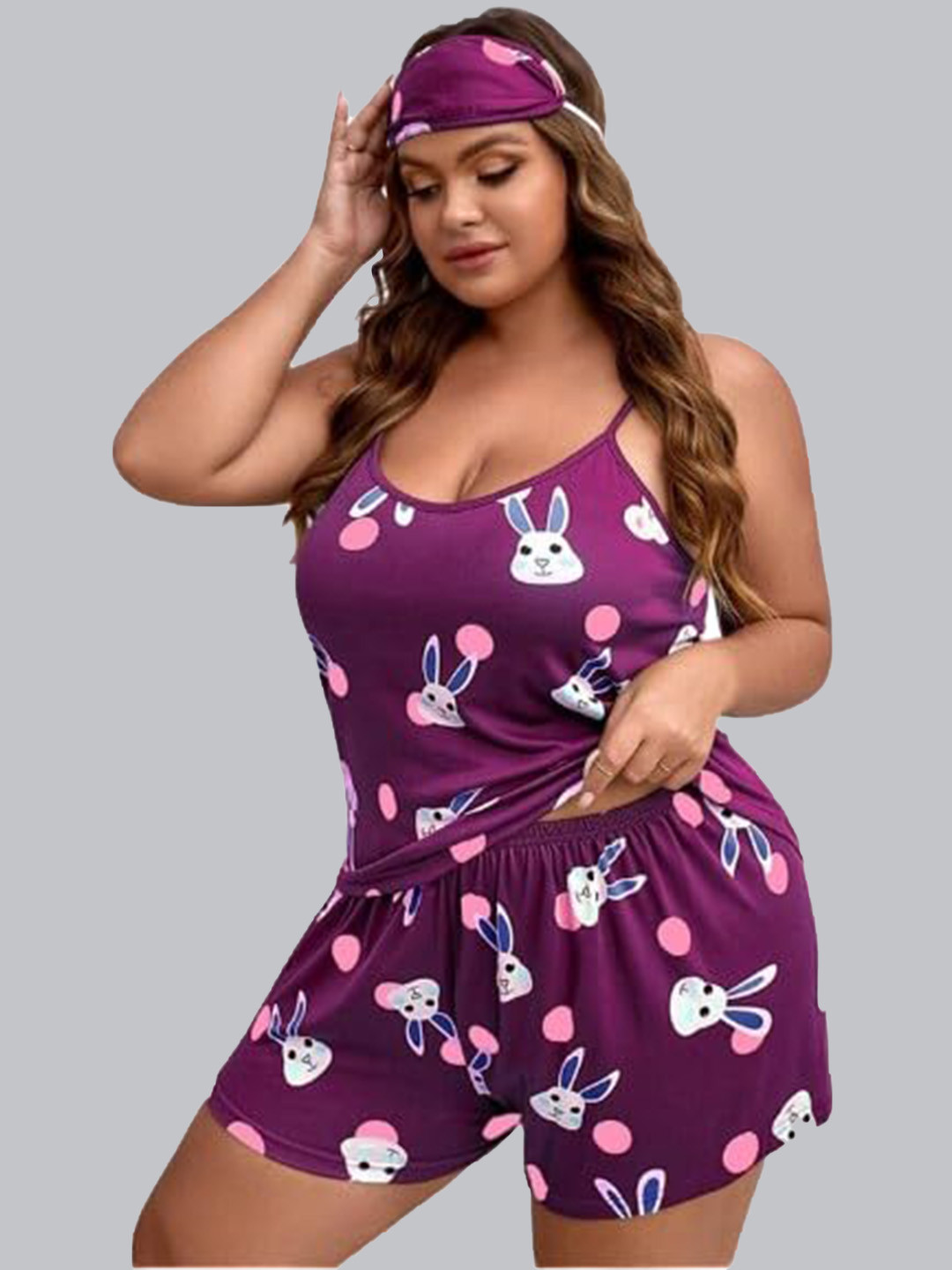 

styledose Graphic Printed Shoulder Straps Night suit, Purple