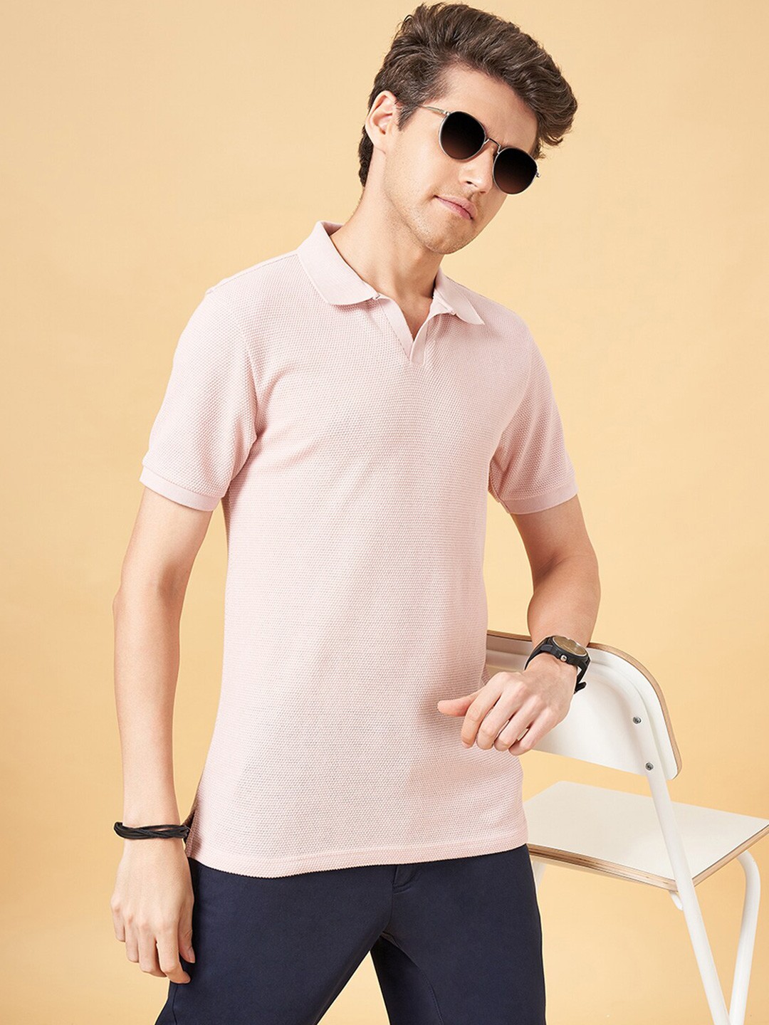 

BYFORD by Pantaloons Polo Collar Slim Fit T-shirt, Pink