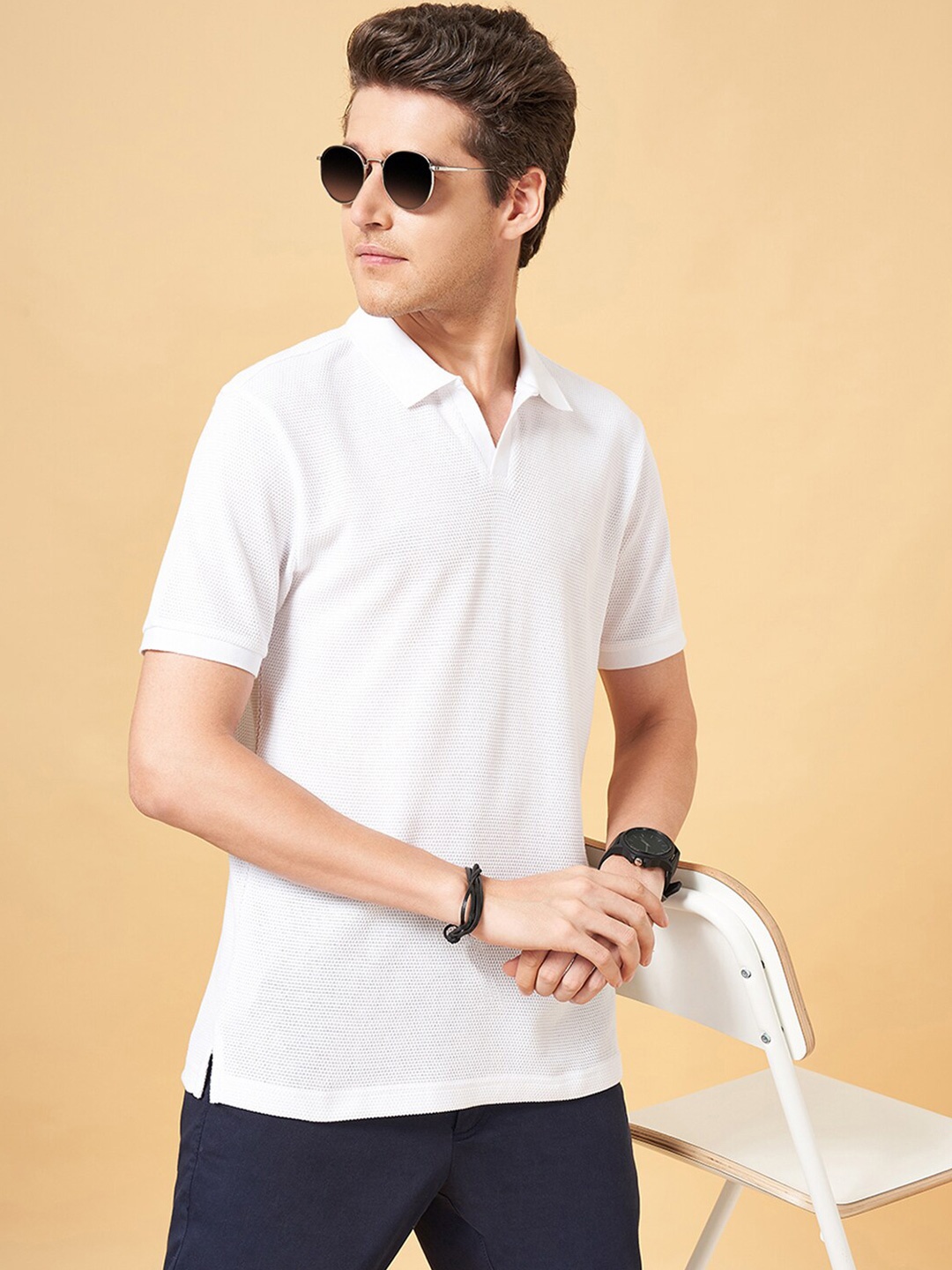 

BYFORD by Pantaloons Polo Collar Slim Fit T-shirt, Off white