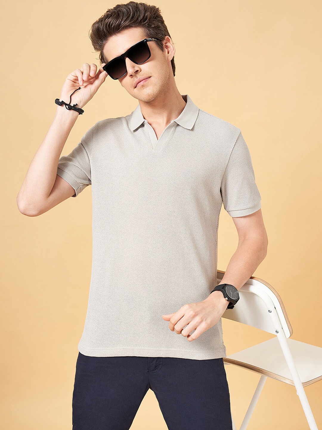 

BYFORD by Pantaloons Polo Collar Slim Fit T-shirt, Olive