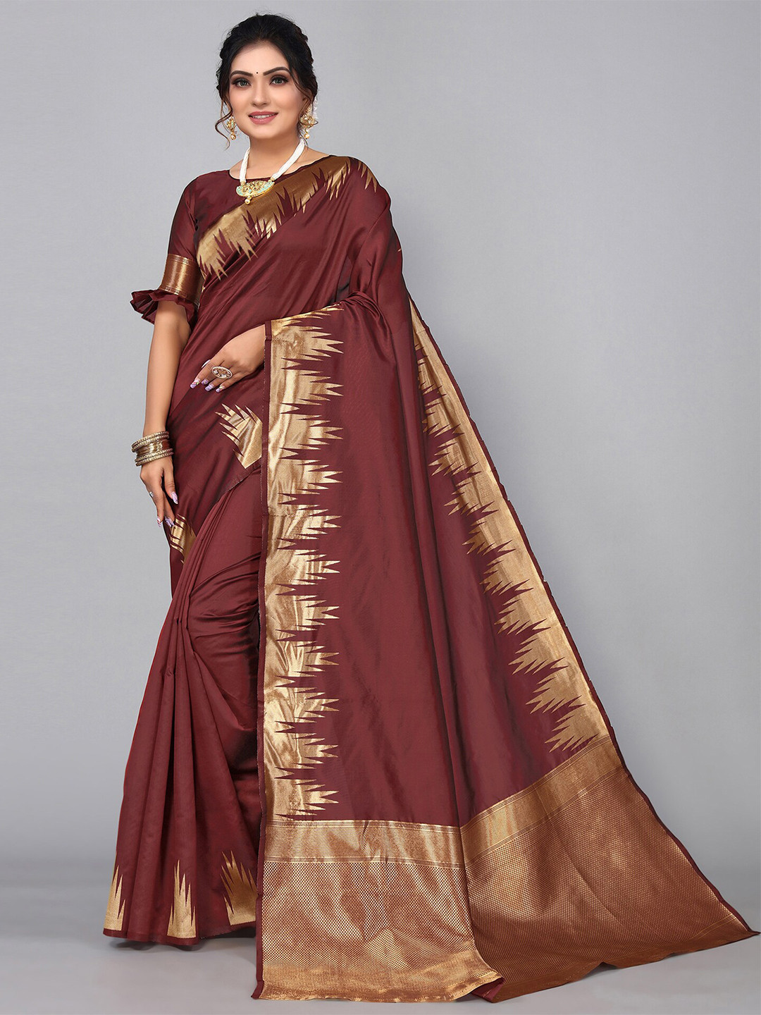 

Glorisa Zari Woven Design Pure Silk Tussar Saree, Maroon