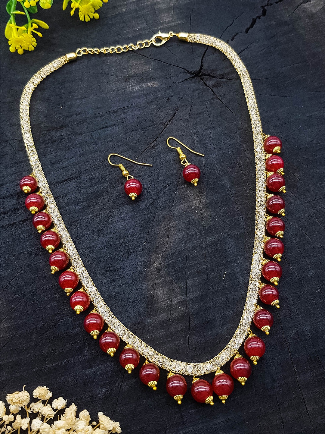 

GRIIHAM Gold-Plated Cubic Zirconia Studded Necklace & Earrings