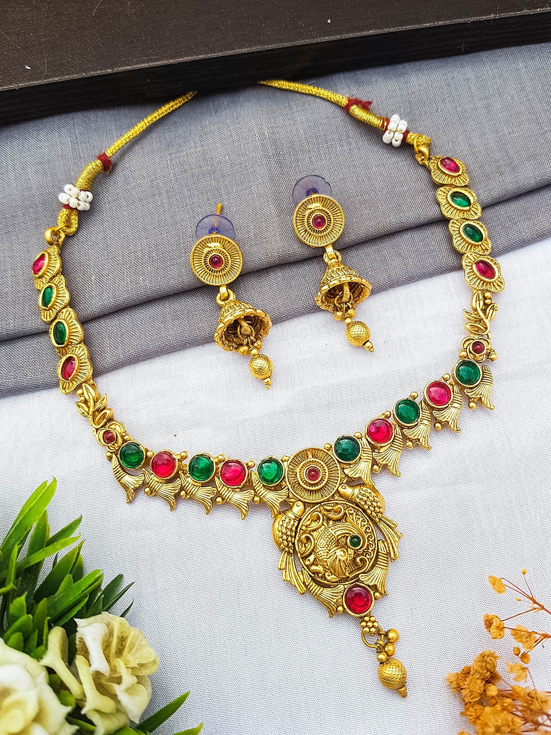 

GRIIHAM Gold-Plated CZ-Studded Jewellery Set