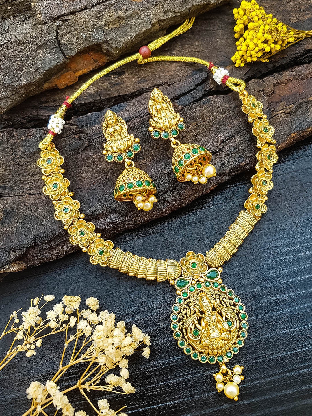 

GRIIHAM Gold-Plated Cubic Zirconia Studded Necklace & Earrings