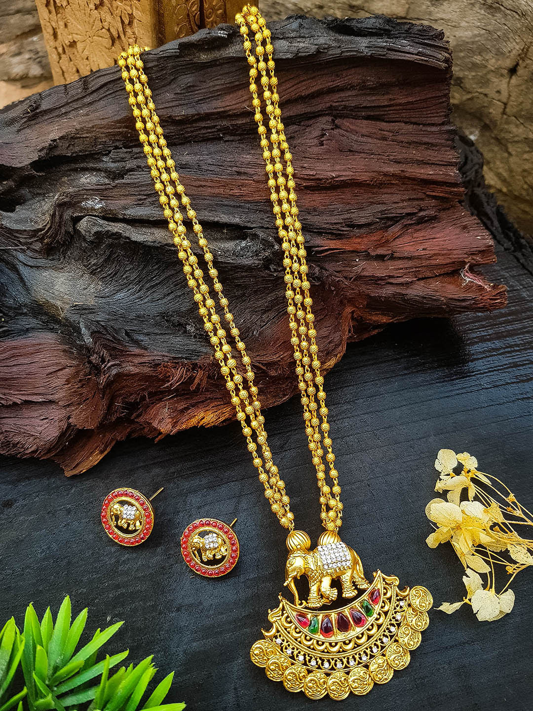 

GRIIHAM Gold-Plated CZ-Studded Jewellery Set