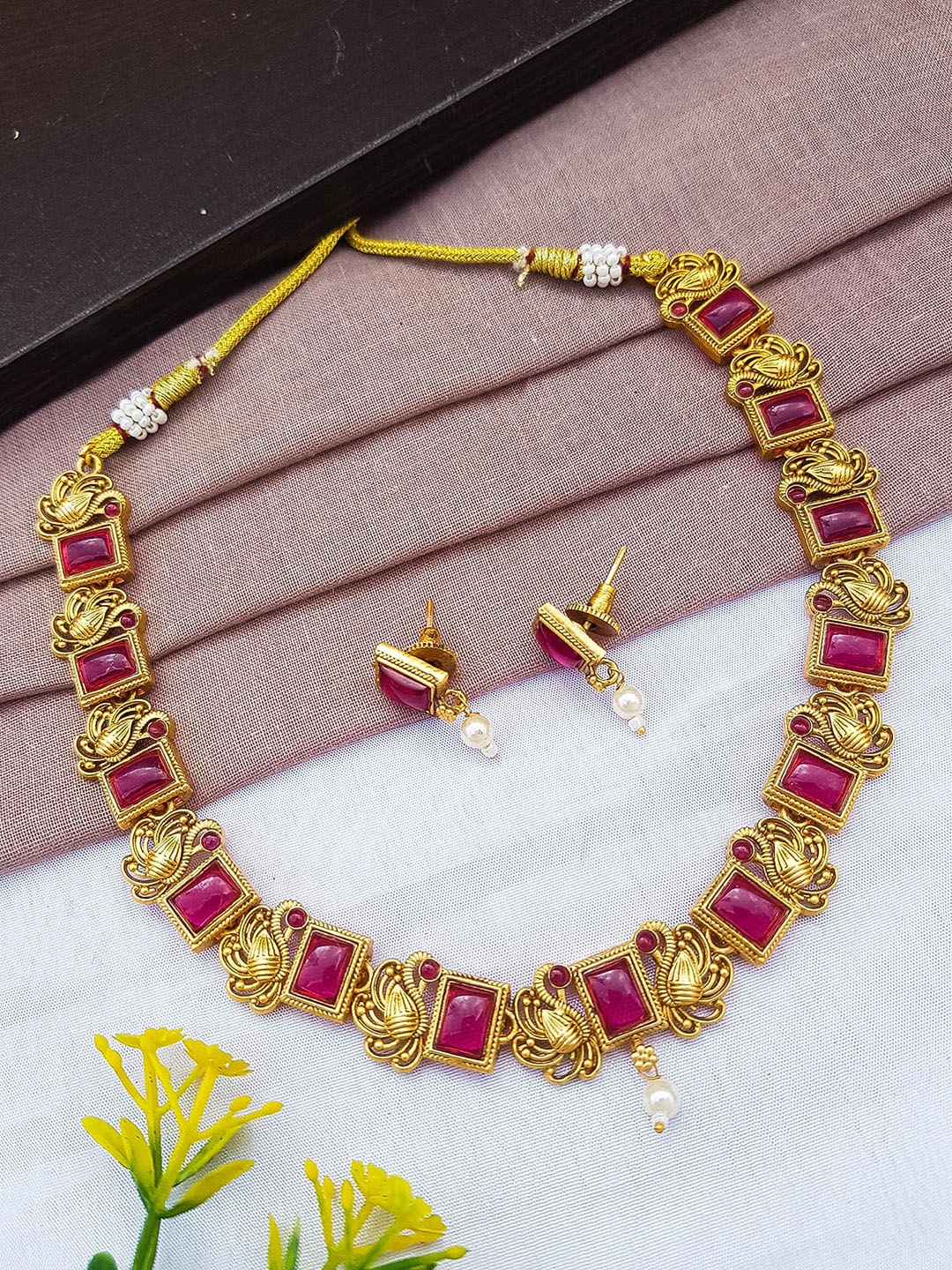 

GRIIHAM Gold-Plated AD Studded Jewellery Set