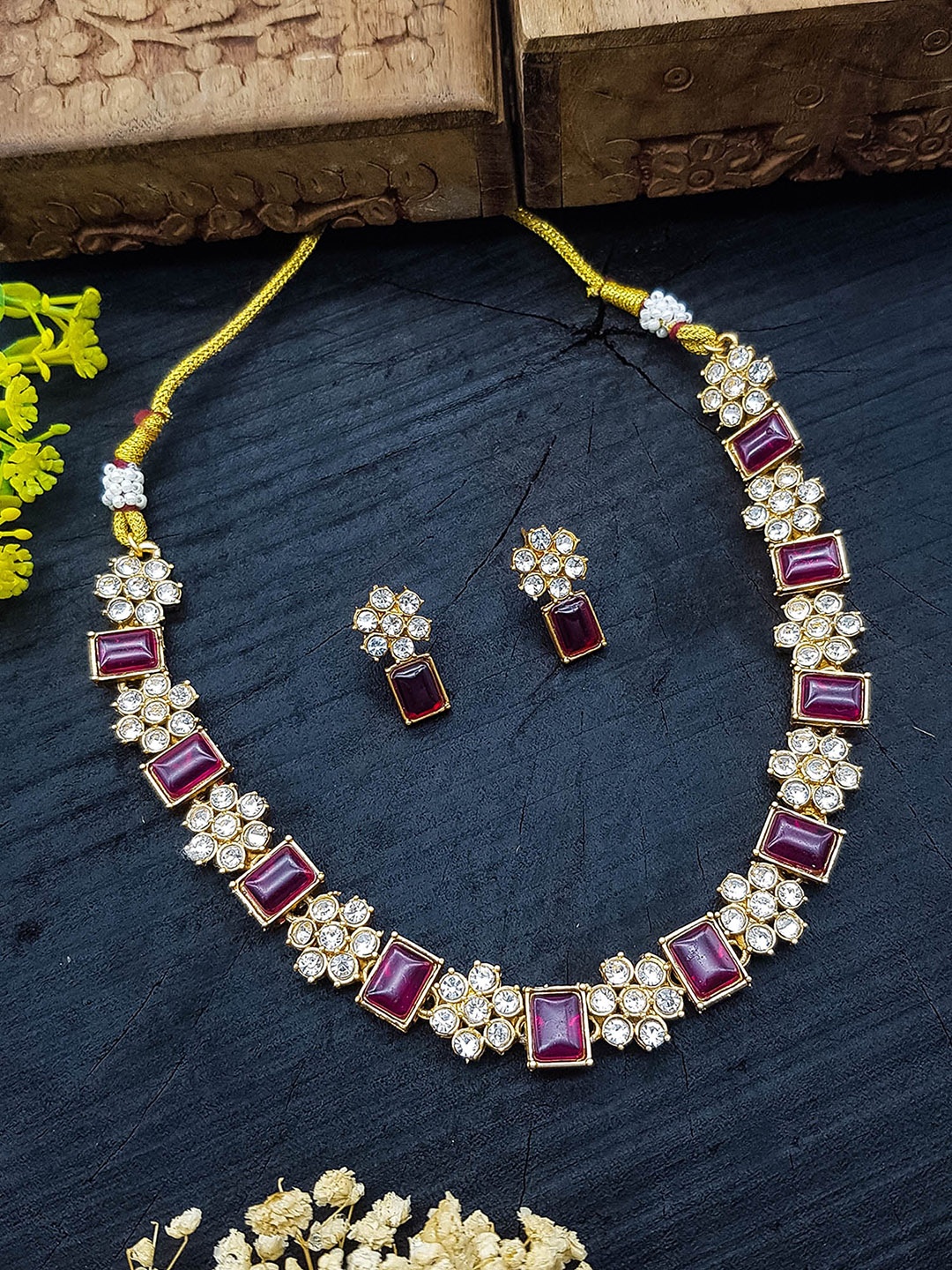 

GRIIHAM Gold-Plated AD Studded Jewellery Set