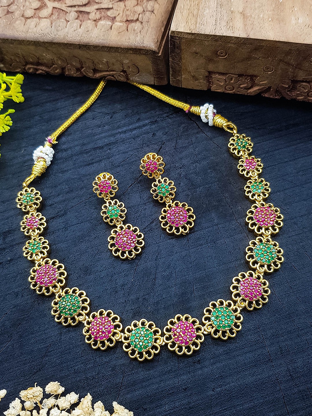 

GRIIHAM Gold-Plated CZ Studded Jewellery Set