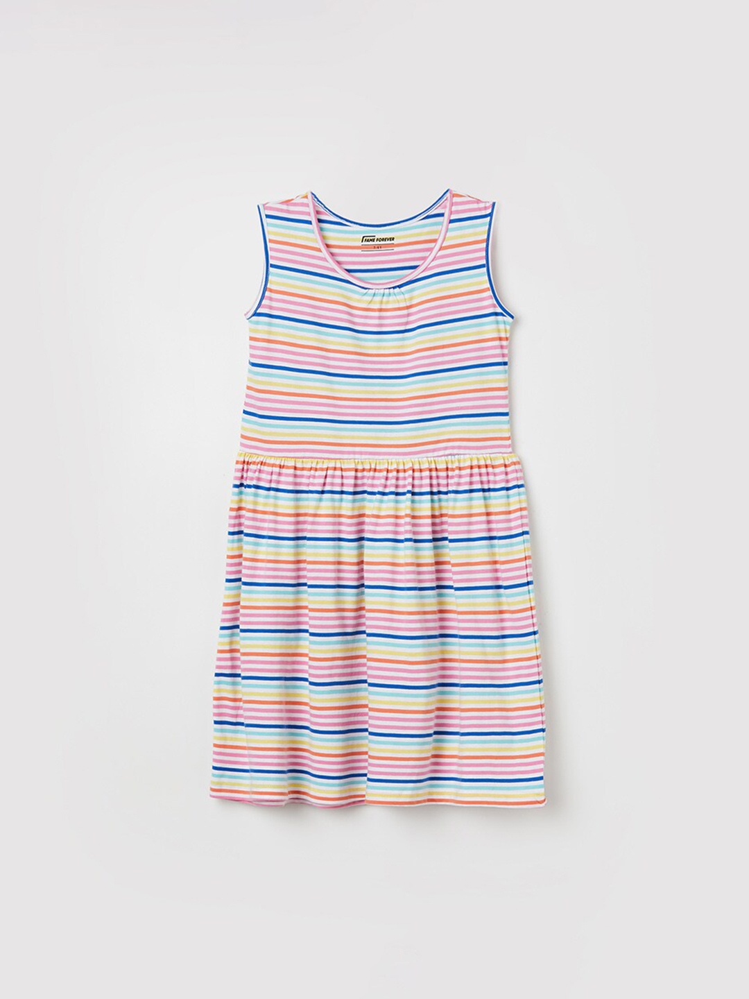 

Fame Forever by Lifestyle Girls Striped Cotton Flared Fit & Flare Dress, Blue