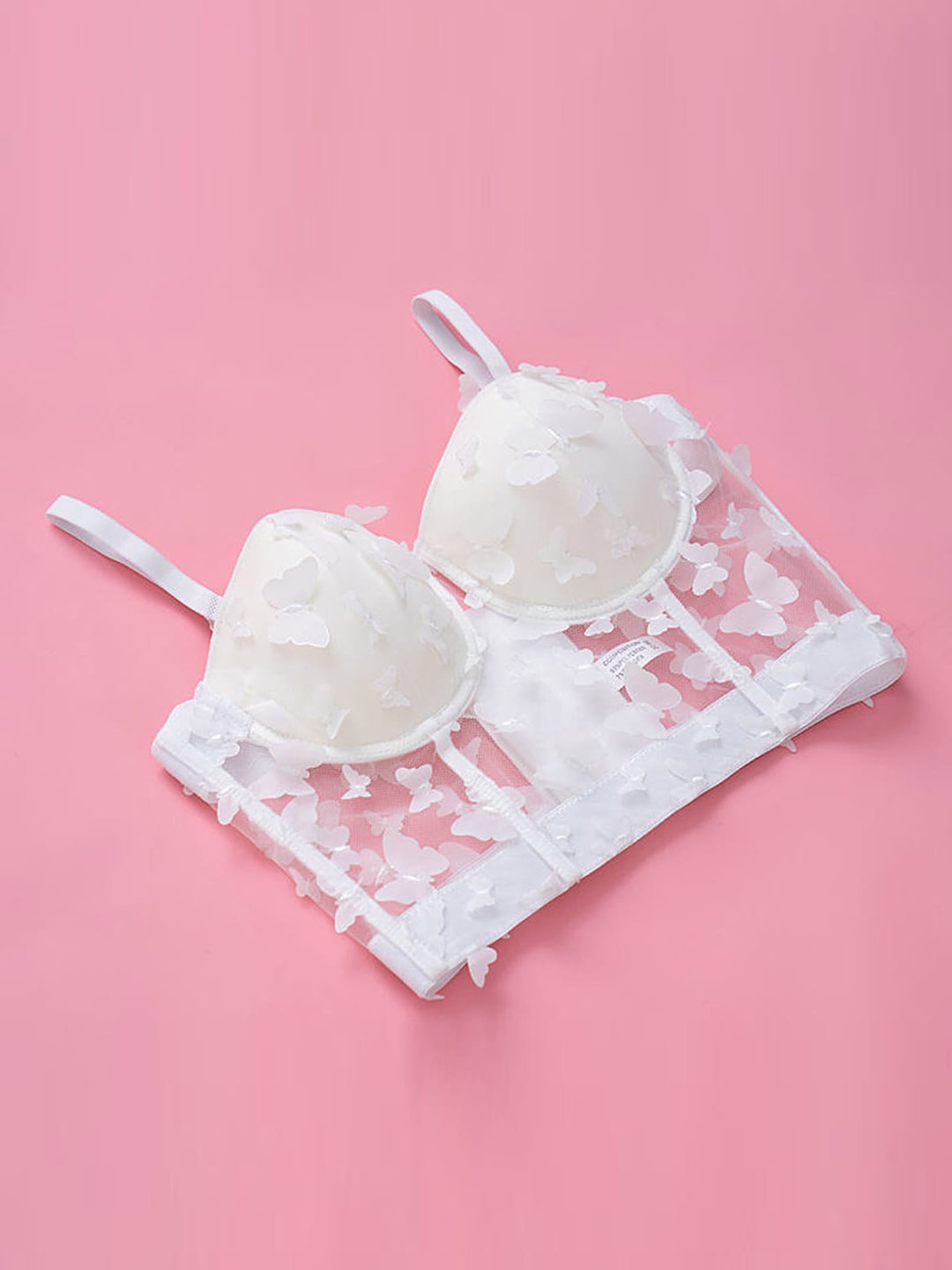 

LULU & SKY Applique Net Bralette Crop Top, White