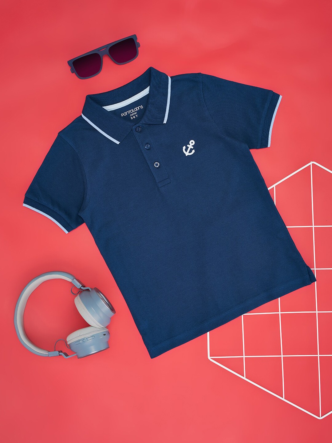 

Pantaloons Junior Boys Polo Collar Cotton T-shirt, Blue