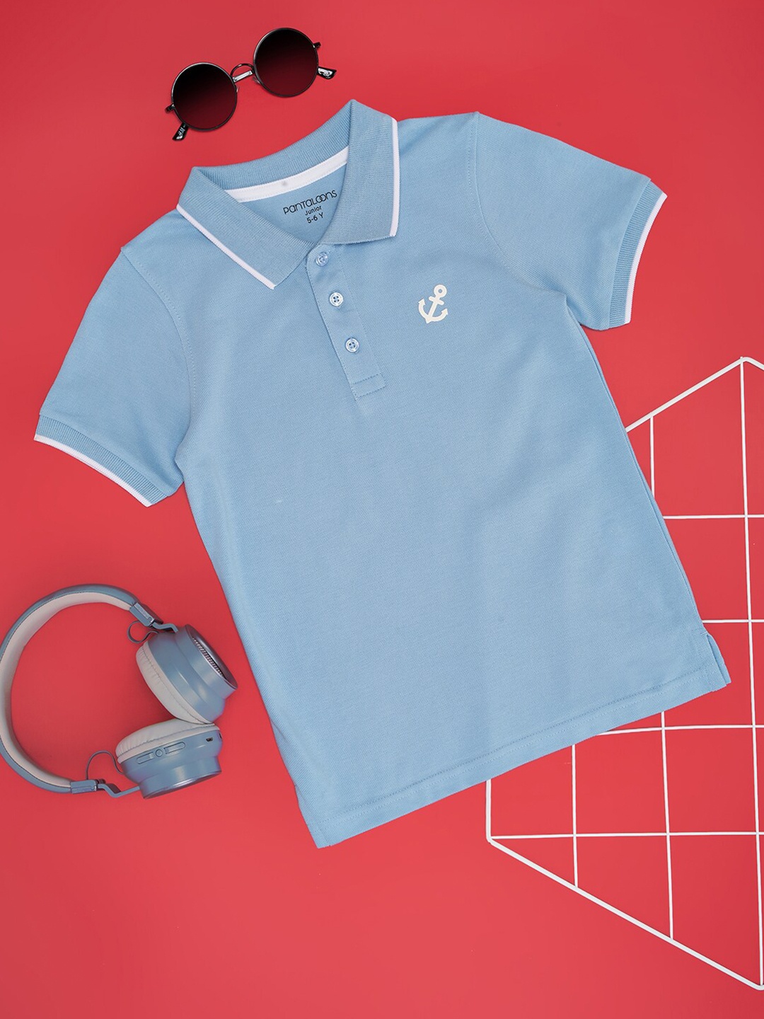 

Pantaloons Junior Boys Polo Collar Cotton T-shirt, Blue