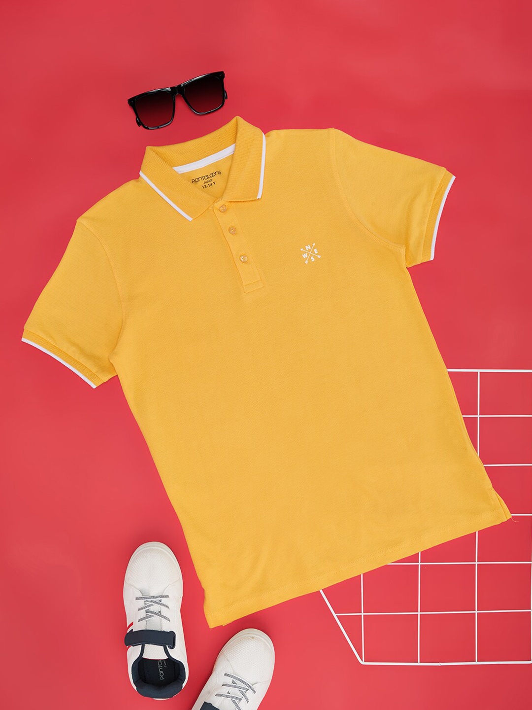 

Pantaloons Junior Boys Polo Collar Cotton T-shirt, Yellow