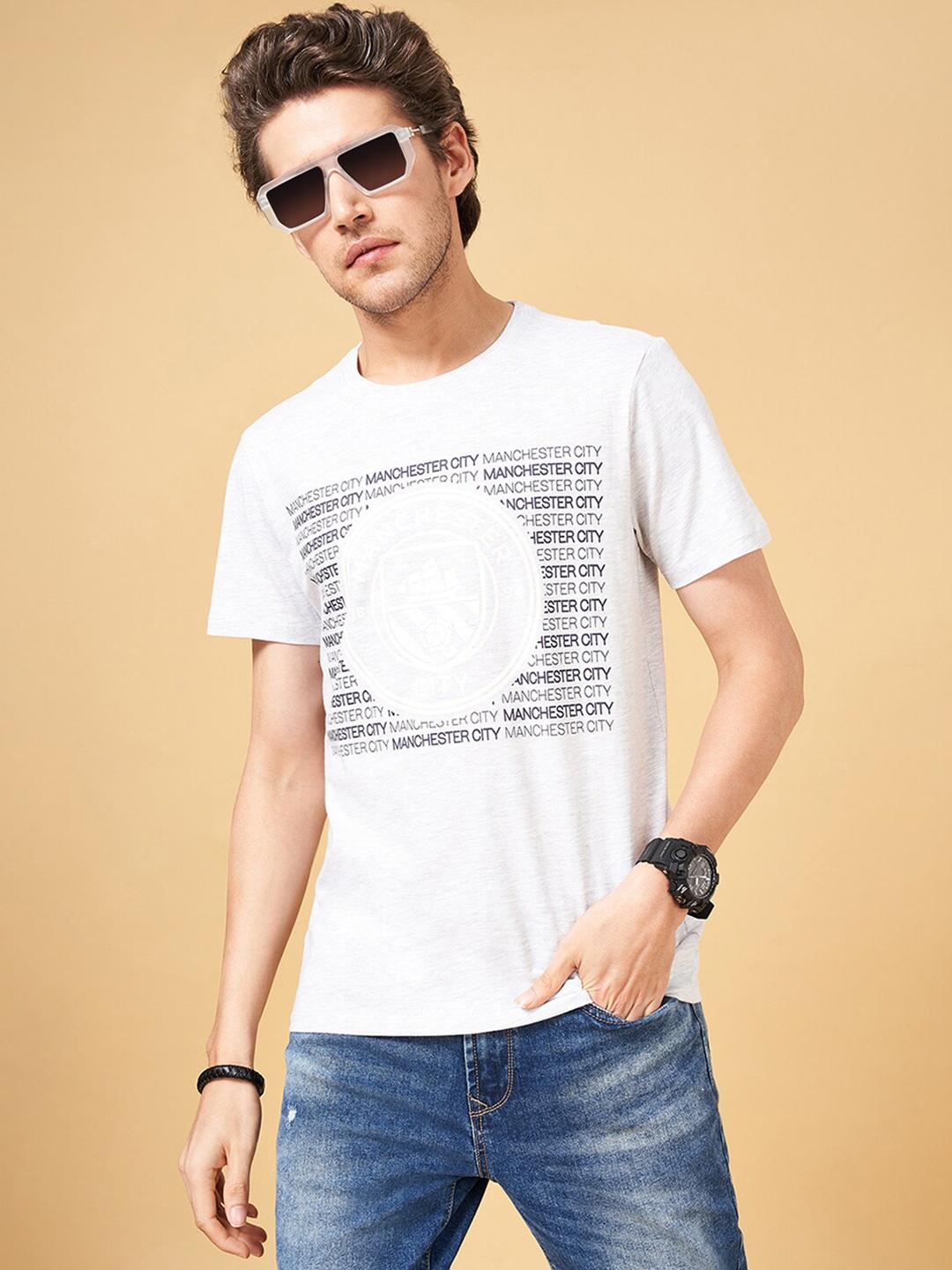 

SF JEANS by Pantaloons Typography Printed Cotton T-shirt, Grey