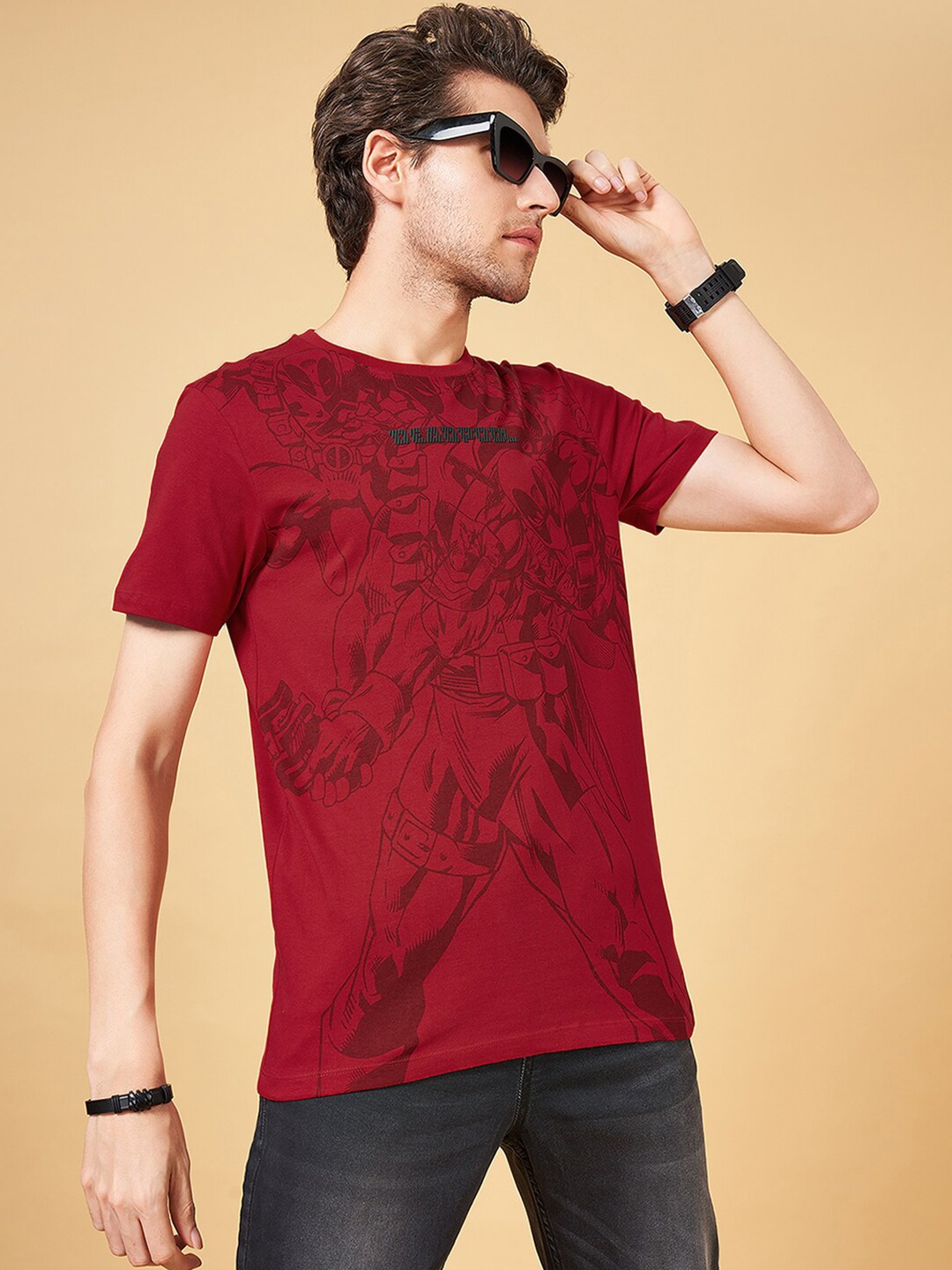

SF JEANS by Pantaloons Graphic Printed Cotton T-shirt, Red