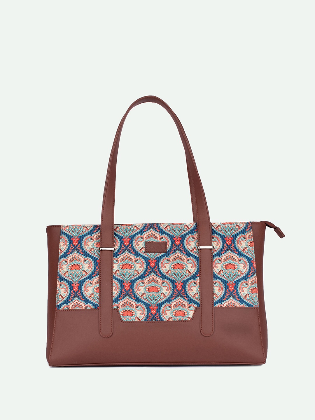 

ZOUK Kovil Blue Printed Structured Tote Bag